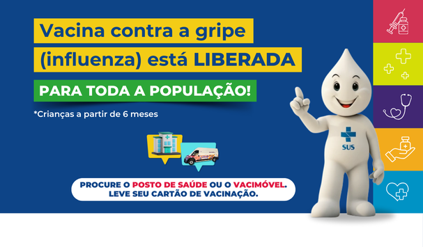 Imagem de uma criança vacinada contra dengue, fazendo sinal de positivo com a mão, e o local para ir vacinar